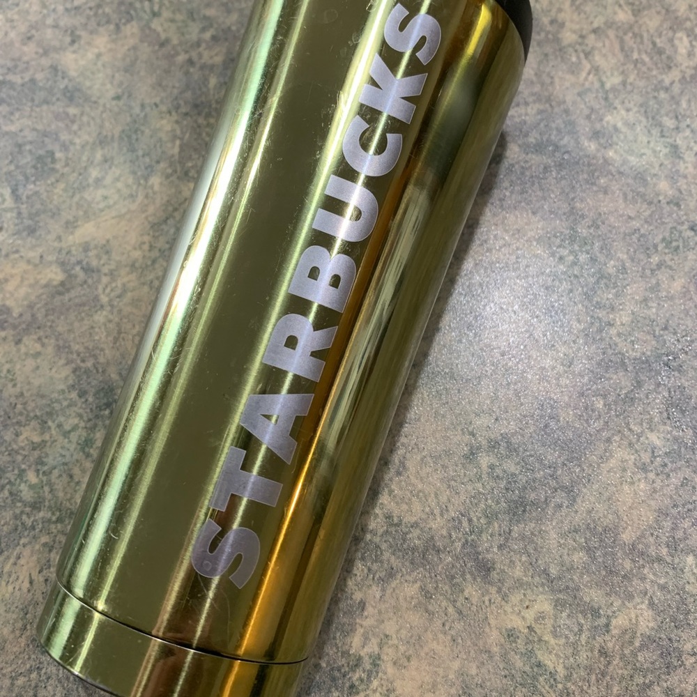 Gold Starbucks travel mug